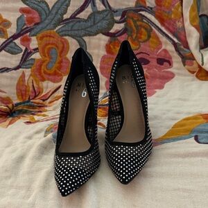 Mix No. 6 Black Mesh Studded Heels